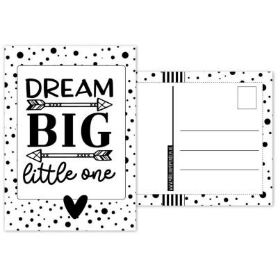 114.Kaart A6 met tekst ''Dream big little one .''. 